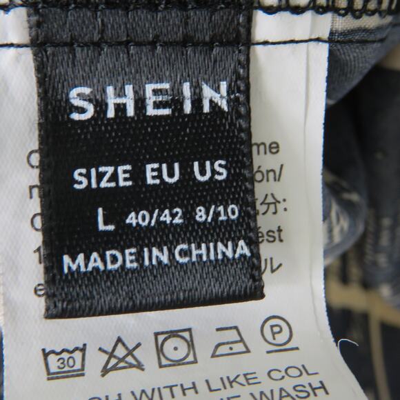 Shein Black Abstract Pattern V-Neck Long Sleeve Blouse Large - Picture 4 of 4